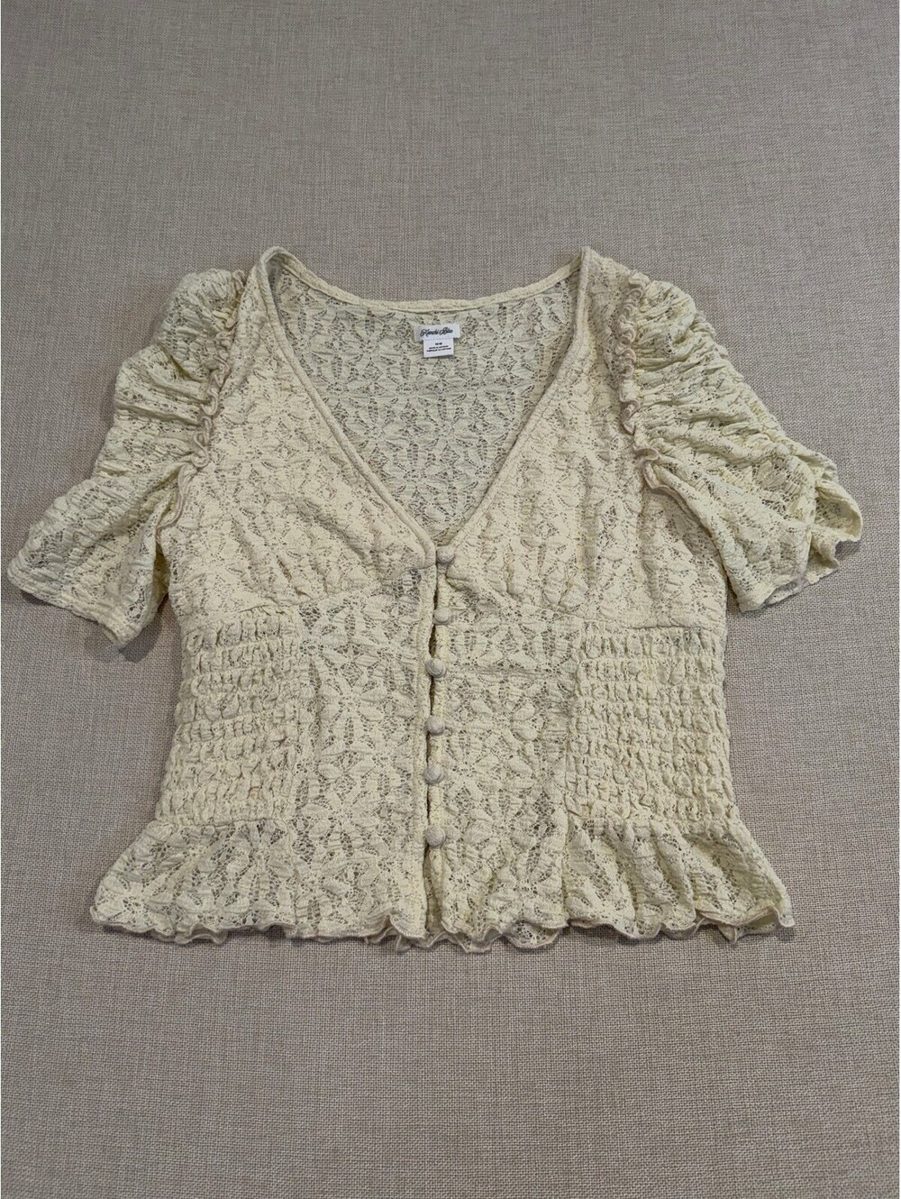 Urban Outfitters Kimchi Blue Cream Lace Button-Front Top - Size Medium